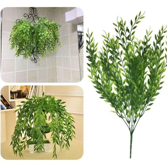 4 Bundles Artificial Weeping Willow Plastic Plants Greenery Leaves Fake Hanging - Picture 3 of 6